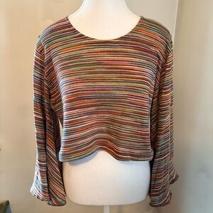 Tree of Life Multicolor Striped Cropped Knit Top